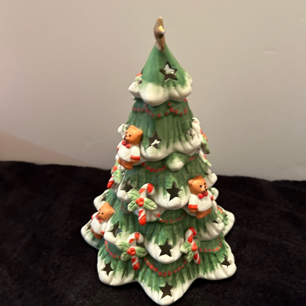 Vintage 1996 Porcelain Christmas Tree Teddy Bears